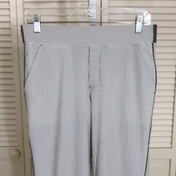 Athleta Brooklyn Textured Ankle Pant City Stripe Black/Sea Size 8 Petite - Picture 4 of 14